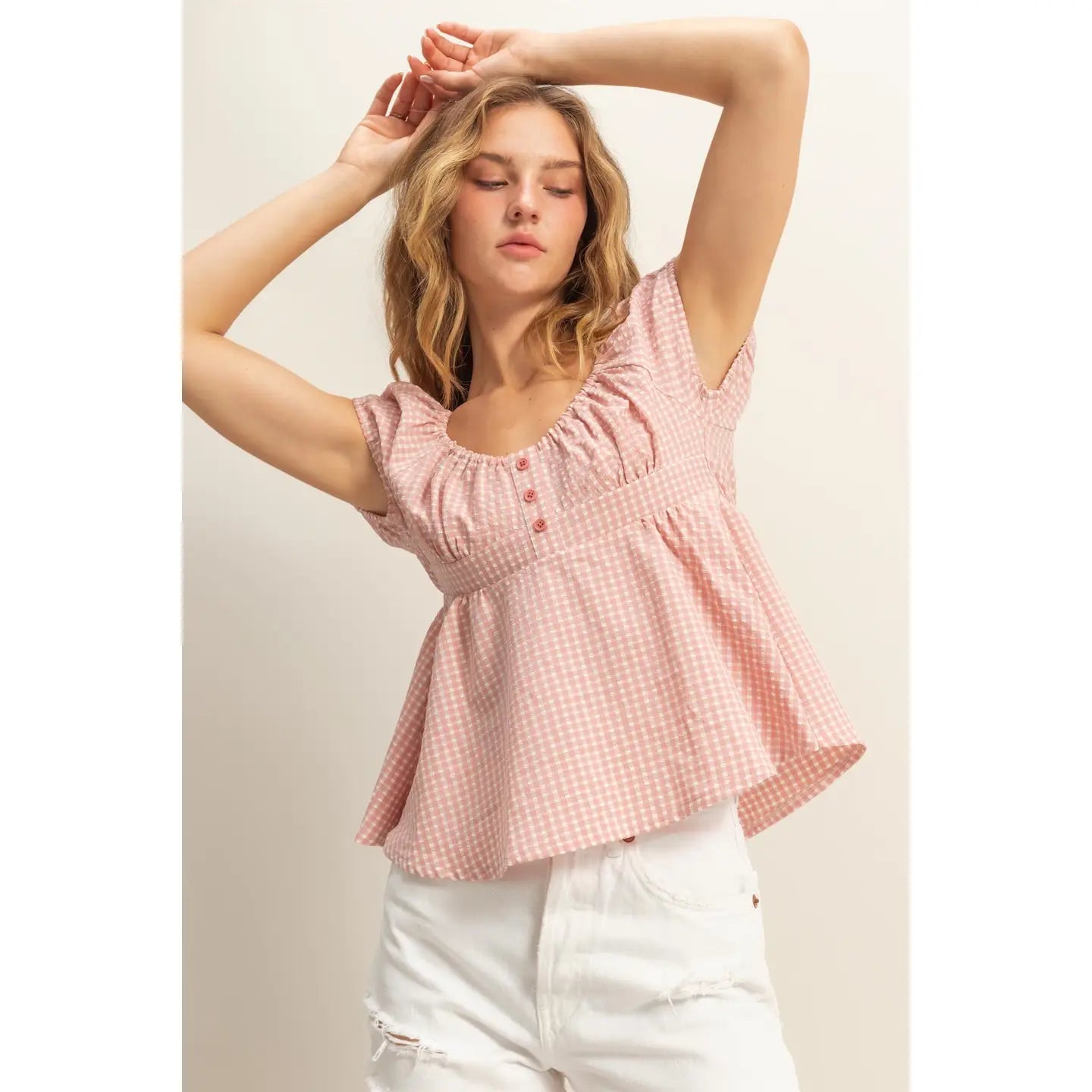 PRE ORDER: Petal Pink Gingham Top